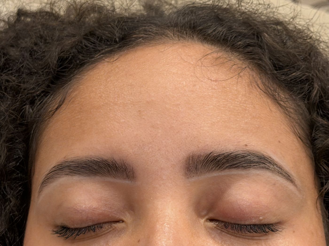 Powder brows by Hannah, front view with eyes closed